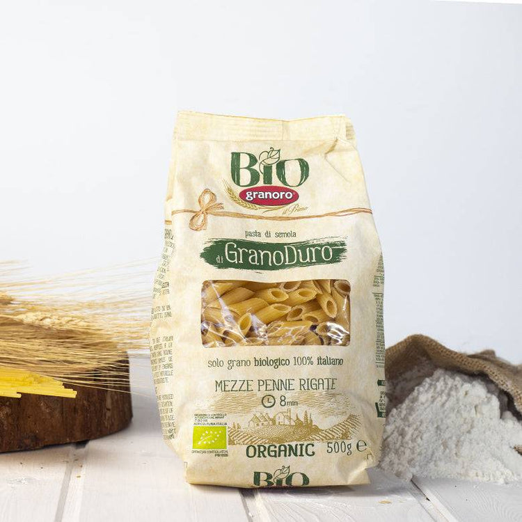 Pasta di semola di grano duro biologico "Mezze penne rigate" 500g - BioGranoro - La Bottega di Fuori di Zucca